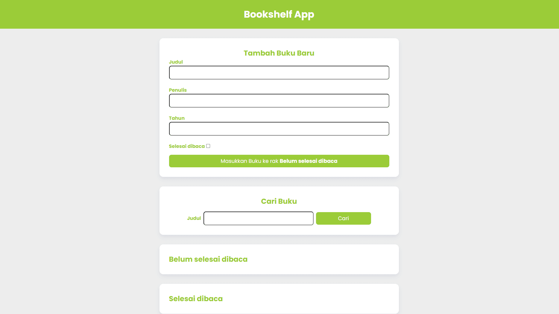 Book collection manager (Bookshelf App)